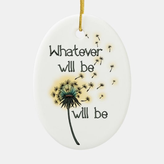 Wat zal er gebeuren? keramisch ornament (Voorkant)