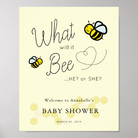 Wat zal het Baby shower Welkome Teken zijn Poster (Voorkant)
