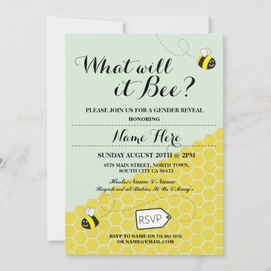 Wat zal het worden? Honey Baby shower Party Invite Kaart (Voorkant)
