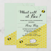 Wat zal het worden? Honey Baby shower Party Invite Kaart (Voorkant / Achterkant)