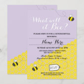 Wat zal het worden? Paarse partij bij het Baby sho Kaart (Voorkant / Achterkant)