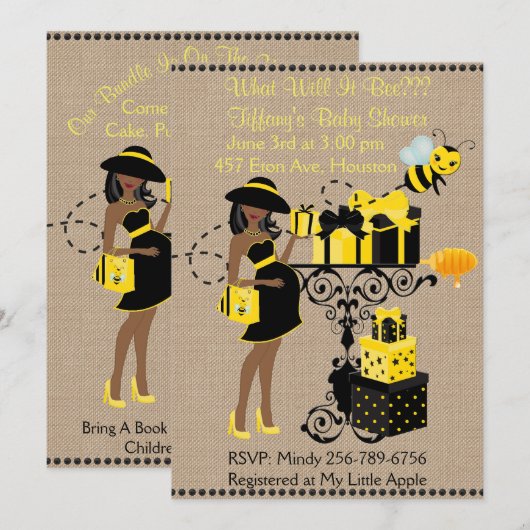 Wat Zal Het Zijn Afro-Amerikaanse Baby Reveal Kaart (Voorkant / Achterkant)