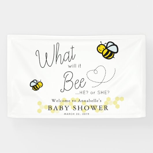 Wat zal het zijn Gender Reveal White Baby shower Spandoek (Horizontaal)