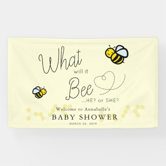 Wat zal het zijn Gender Reveal Yellow Baby shower Spandoek (Horizontaal)