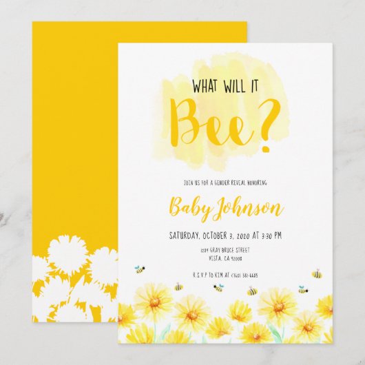 Wat zal het zijn? Geslacht onthullen Bee thema gee Kaart (Voorkant / Achterkant)