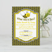 Wat zal het zijn paren Baby shower uitnodiging (Staand voorkant)
