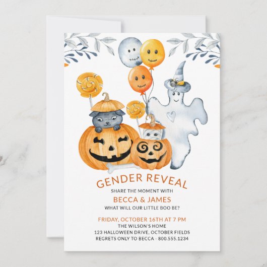 Wat zal Little Boo zijn Halloween Gender Onthullen Kaart (Voorkant)