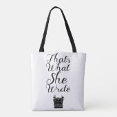 Wat ze schreef Slogan Auteur motto Tote Bag (Achterkant)