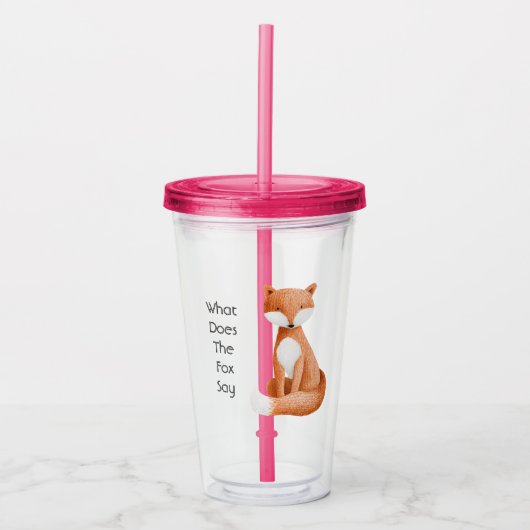 Wat zegt de vos? acryl drinkbeker (Voorkant)