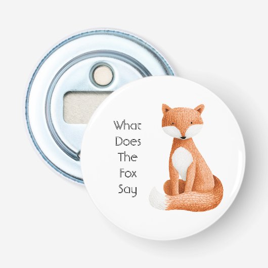 Wat zegt de vos? button flesopener (Voorkant)