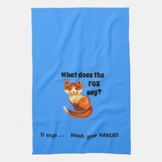 Wat zegt de vos over kleding en cadeaus? theedoek (Verticaal)