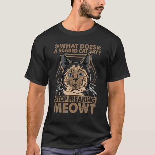 Wat zegt een bange kat 1 t-shirt (Voorkant)