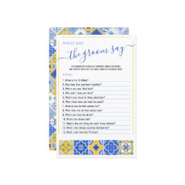 Wat zei de bruidegom Blue Tegels Vrijgezellenfeest