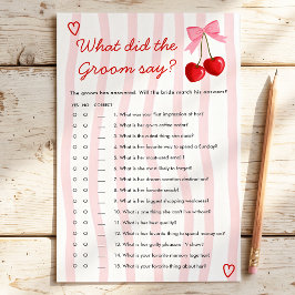 Wat zei de bruidegom Cherry Bruids Shower Spel