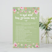 Wat zei de bruidegom salie groen wildflower spel (Staand voorkant)