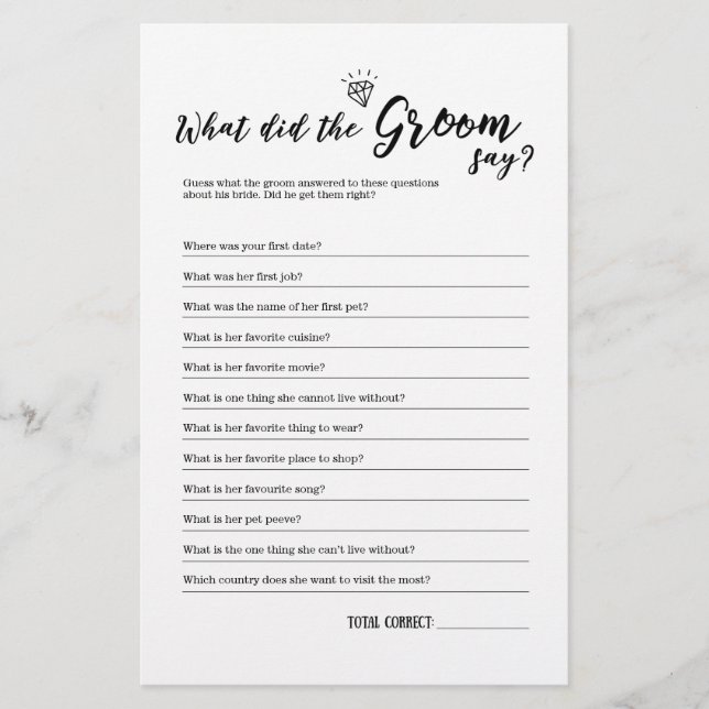 Wat zei de bruidegom spel voor Vrijgezellenfeest (Voorkant)