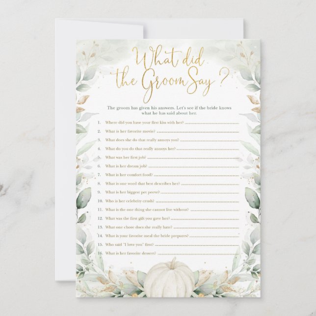 Wat zei de Bruidegom Valentijns Bruiloft Feest Spe (Voorkant)