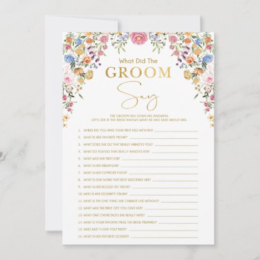 Wat zei de bruidegom | Vrijgezellenfeest Game Kaar Kaart (Voorkant)