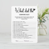 Wat zei de bruidegom Vrijgezellenfeest spel elegan Kaart (Staand voorkant)