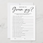 Wat zei de bruidegom Vrijgezellenfeest spel Kaart (Voorkant)