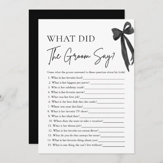 Wat zei de bruidegom Vrijgezellenfeest spel Kaart (Voorkant / Achterkant)