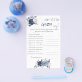 Wat zei de Groom? Blue Flower Shower-game Flyer (Enkel)