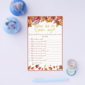 Wat zei de Groom? Herfst Vrijgezellenfeest Game Flyer (Enkel)