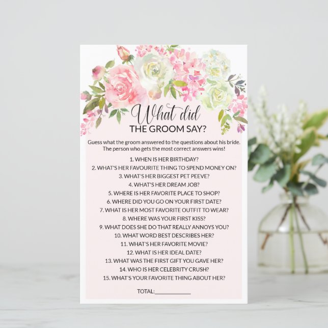 Wat zei de groom over vrijgezellenfeest game? (Staand voorkant)