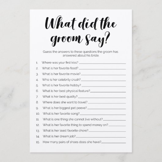 Wat zei de Groom over Vrijgezellenfeest? Programmakaart (Voorkant)