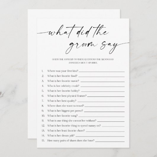 Wat zei de Groom over Vrijgezellenfeest? Programmakaart (Voorkant / Achterkant)