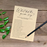 Wat zei de Groom over Vrijgezellenfeest? Programmakaart<br><div class="desc">Dit spel is de perfecte manier om je gasten te laten vermaken op een vrijgezellenfeest of een andere bruiloft. Stel de groeven gewoon de vragen voor het evenement en noteer zijn antwoorden. De gast die het meeste groepenantwoorden aanpast wint!</div>