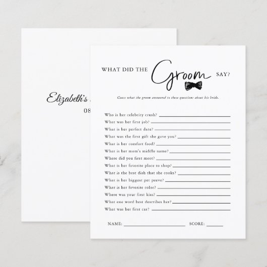 Wat zei de Groom? | VRIJGEZELLENFEEST (Voorkant / Achterkant)