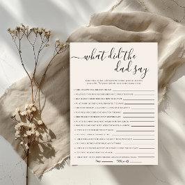 Wat zei de papa? Baby Shower Spel Kaart