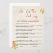 Wat zei de vader Baby shower Game Kaart (Voorkant / Achterkant)