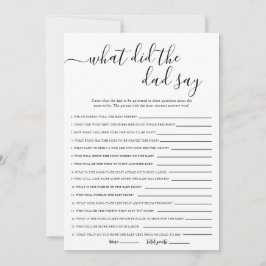 Wat zei de vader Baby shower spel Kaart