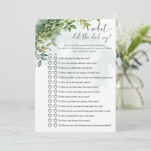 Wat zei de vader? Baby shower spel Kaart (Staand voorkant)