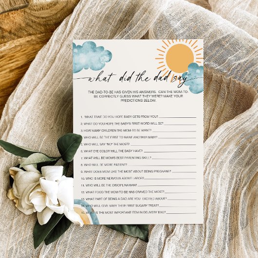 Wat zei de vader Baby shower spel Kaart