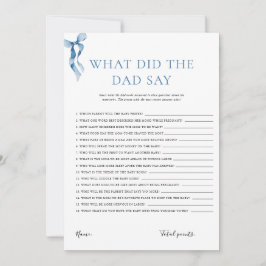 Wat zei de vader Pastel Blue Bow Baby shower Kaart