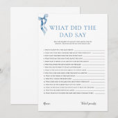 Wat zei de vader Pastel Blue Bow Baby shower Kaart (Voorkant / Achterkant)
