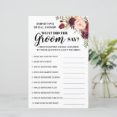 Wat zei Groom Marsala Vrijgezellenfeest Game (Staand voorkant)