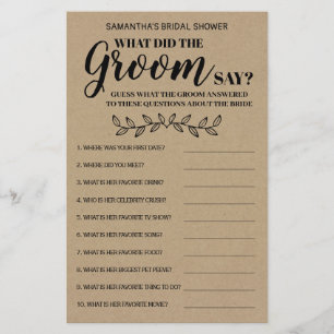 Wat zei Groom Rustic Vrijgezellenfeest Game Kaart? Flyer