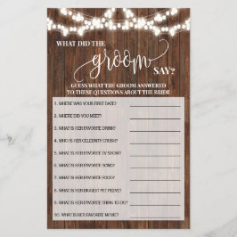 Wat zei Groom Westerne Vrijgezellenfeest game Kaar Flyer