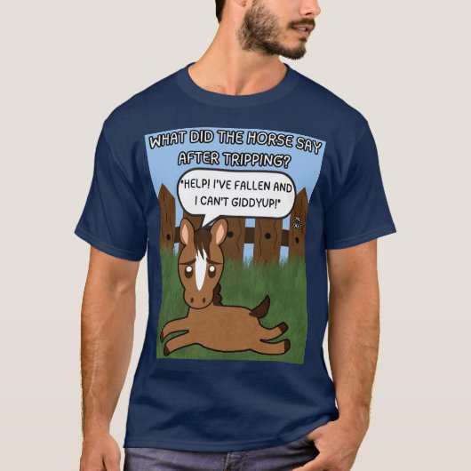 Wat zei het paard? Papa grapt grappig paard T-shirt (Voorkant)