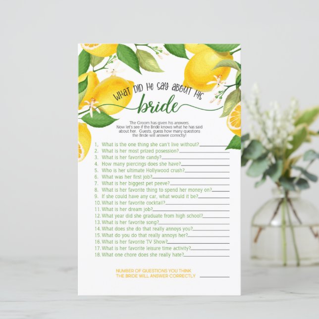 Wat zei hij over zijn Bride Game? (Staand voorkant)