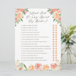 Wat zei hij over zijn Bride Shower Game? Kaart