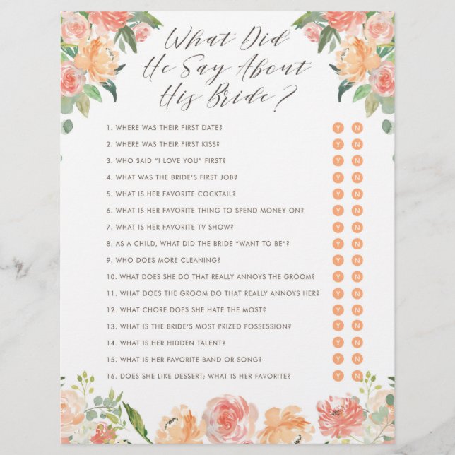 Wat zei hij over zijn bruid - Bruiloftsspel (Voorkant)