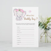 Wat zei papa meisje olifant Baby shower (Staand voorkant)