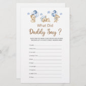 Wat zei papa Teddy Bear Boy Baby shower (Voorkant / Achterkant)