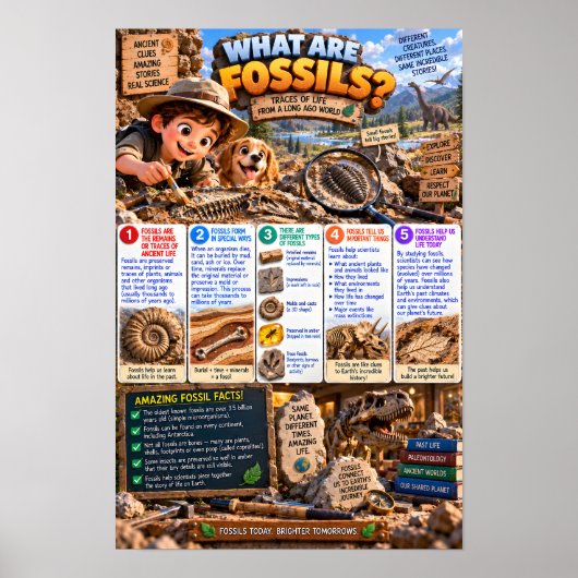 Wat zijn fossielen Infographic Poster (Voorkant)