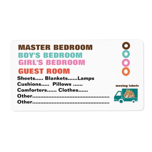 Wat zit er in de doos? - Verhuislabels - Slaapkame Etiket (Voorkant)